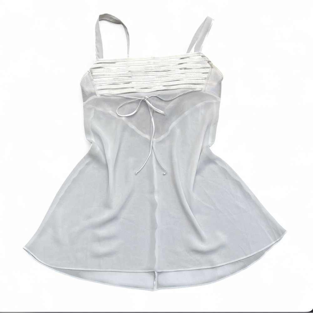 Jones New York XL Y2K White Strappy Chiffon Women’s Tank Top with Front Tie
